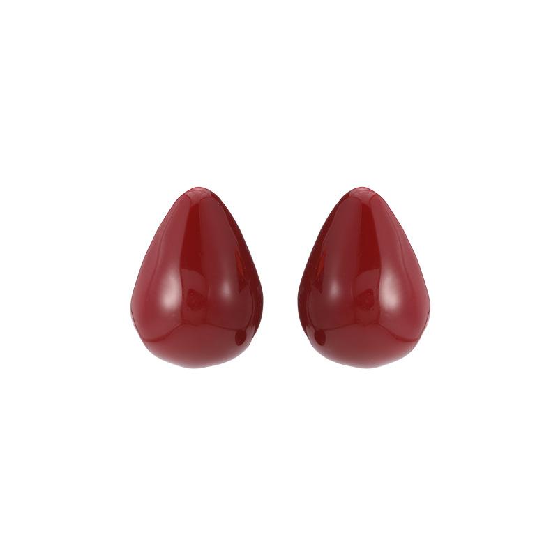 Temperament elegant niche earrings simple Hong Kong style drip earrings high-end sense retro Ankara red water drop earrings