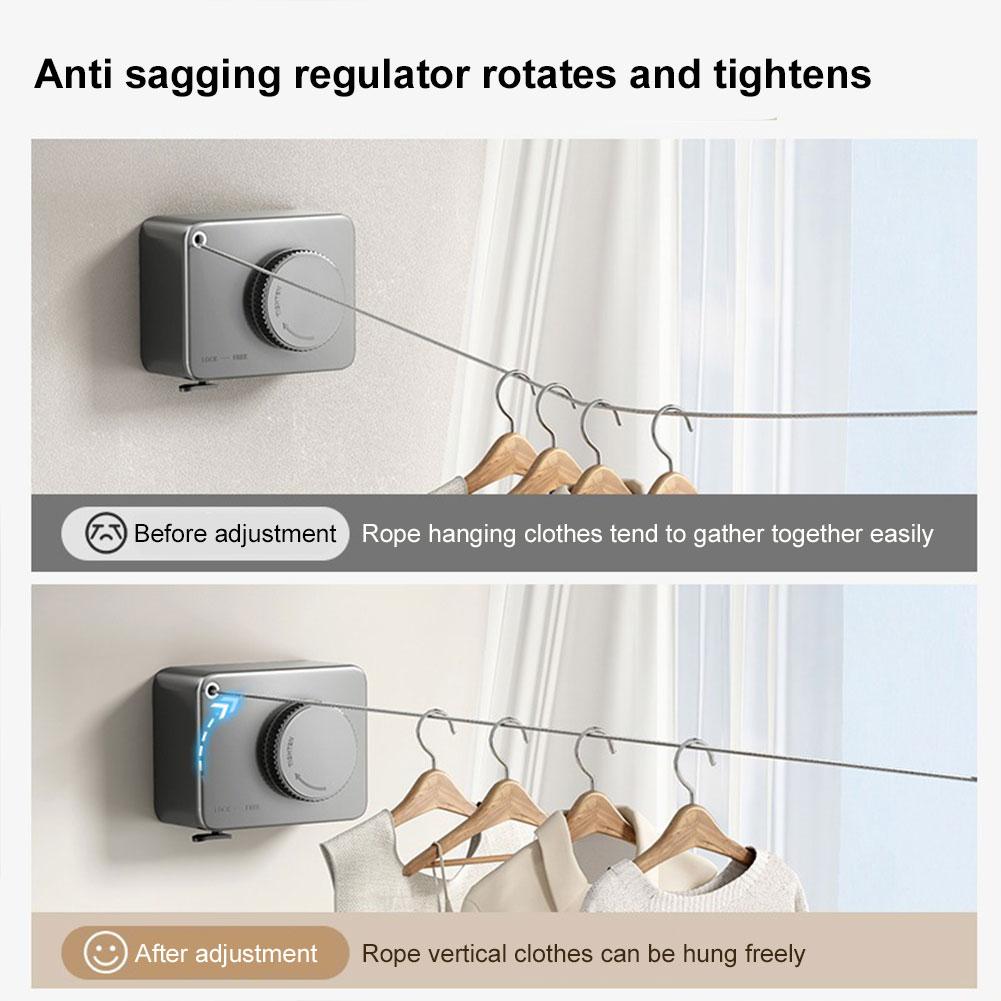 Retractable Aluminum Wall Mounted Clothes Line Waterproof Drying Laundry Line Anti-Rust Laundry Clothesline for Indoor Outdoor