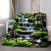 1Pc Waterfall Lush Garden Blanket Soft And Comfortable Casual Warm Camping Travel Christmas Halloween Xmas Gift M92859