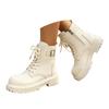 Women's Fashionable Casual Front Lace Up Adjustable Fleece Lined Thickened Warm Ankle Boots Women's Leather Boots