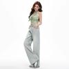 Women's Light Blue Retro Washed Denim Jeans, 2026 Spring/Summer, Loose Wide-Leg, Slimming Straight Pants