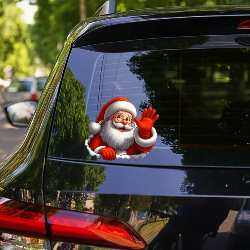 1PC Santa Waving Stickers, 3D Self Adhesive Decorative Stickers for Christmas PVC Car and Window Vinyl