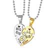 Stainless Steel Heart Shaped Best Friends Sisters Split Two Piece Pendant Necklace