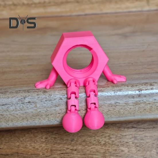1/2Pcs 3D Printed Bolt Nut Figurine with Articulated Legs Movable Joints Cartoon Screw Figure Statue Toy Home Office Bookshelf Desktop Decoration