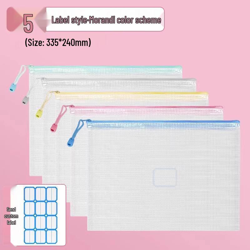 A4 Transparent Waterproof Zipper Document Bag for Exams and Office Use