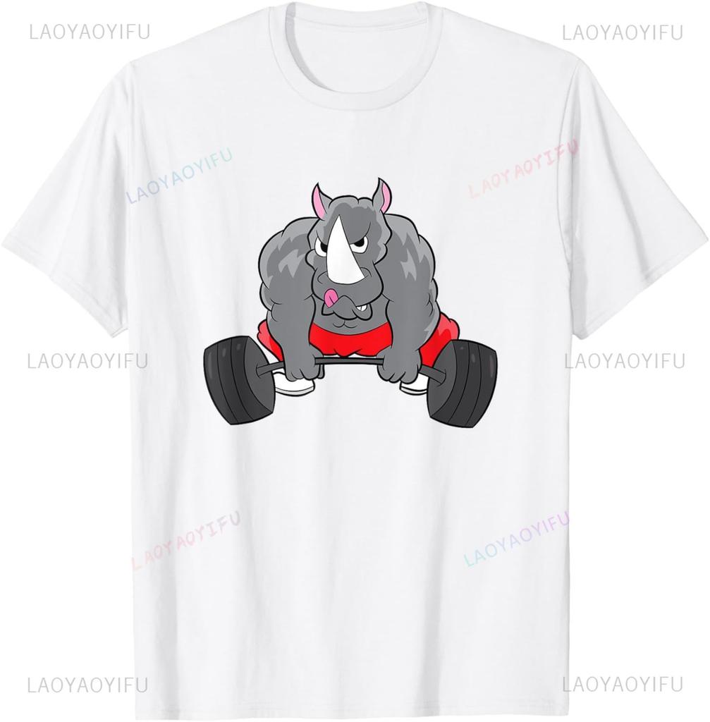 Rhinoceros Weightlifting Powerlifting Gym Rhino for Fitness T-Shirt  Streetwear  Graphic T Shirts  Men Clothing  Camiseta Hombre