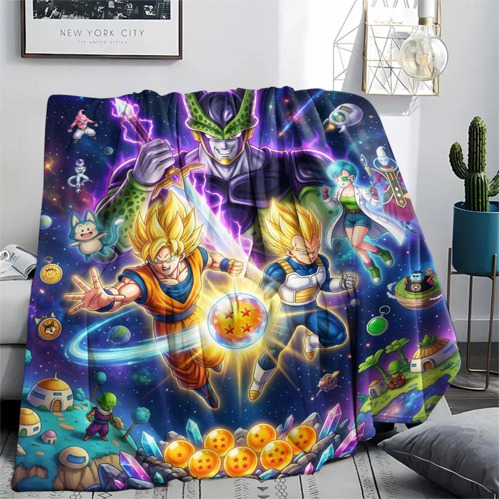 Dragon Ball Goku Flannel Blanket Print Cozy Warm for Beds Chairs Sofas Bedroom Picnic Outdoor Trip.-TING