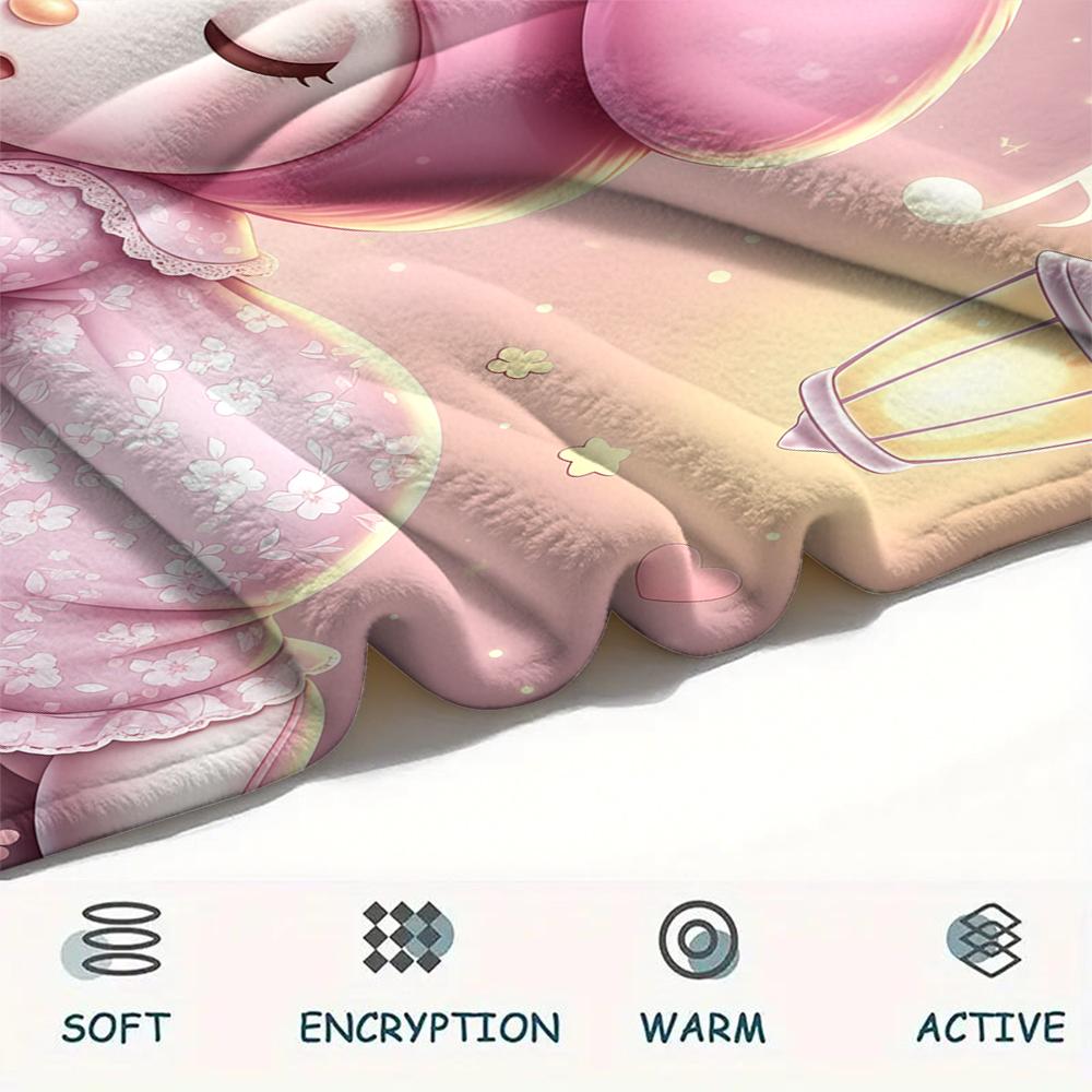 1PC My Melody Print Flannel Blanket, High quality All Seasons, Home Decor, Warmth and Comfort, Perfect for Christmas Gifts