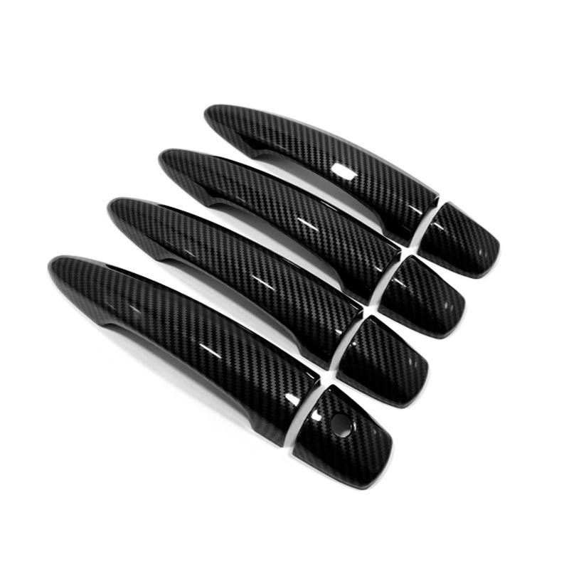 For Nissan Qashqai J12   ABS black Carbon Fiber Chrome Car Door Handle Cover Stickers Styling Accessories