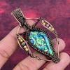 Abalone Shell Pendant Handmade Natural Gemstone Pendant Copper Wire Wrapped Jewelry