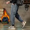 Surplus Goods Boao Velvet Patchwork Trendy Brand Fleece-Lined Casual Pants for Men, New Autumn and Winter Style, Versatile Loose-Fitting Jogger Pants