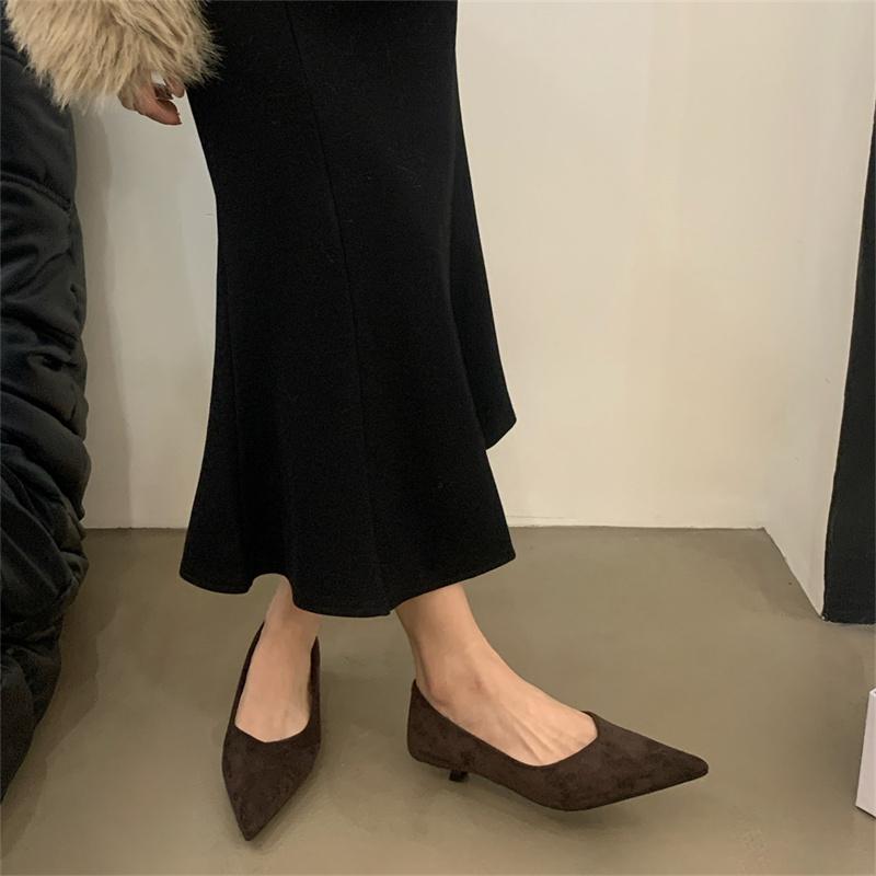 Fashion Bailamos Autumn Women Pumps Shoes Fashion Pointed Toe Slip On Ladies Elegant Single Shoes Thin Low Heel Dress Pumps Shoes Mujer