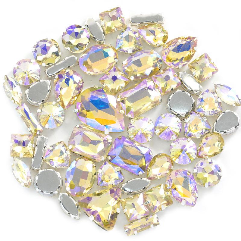Mixed Claw Drill Glass Plated AB Crystal Sewing Drill Rhinestones Single Claw DIY Jewelry Accessories Wedding Clothing Accessories