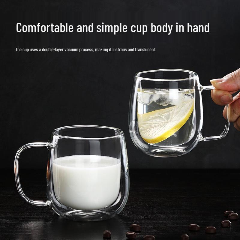 Πρωινό Κούπα με Χειρολαβή από Διπλό Τοίχωμα Βοριοπυριτικού Γυαλιού
