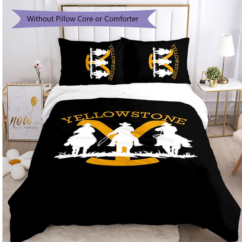 Yellowstone Printed 3PCS Bedding Set Soft Breathable Duvet Cover Pillowcases Set Washable Bedroom Decor Home Gift