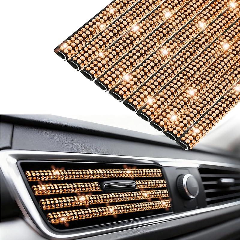 NBTEPEM Bling Car Air Conditioner Decoration Strip for Vent Outlet, 10 PCS Universal Rhinestone Car Vent Outlet Trim Decorations, Bling Interior