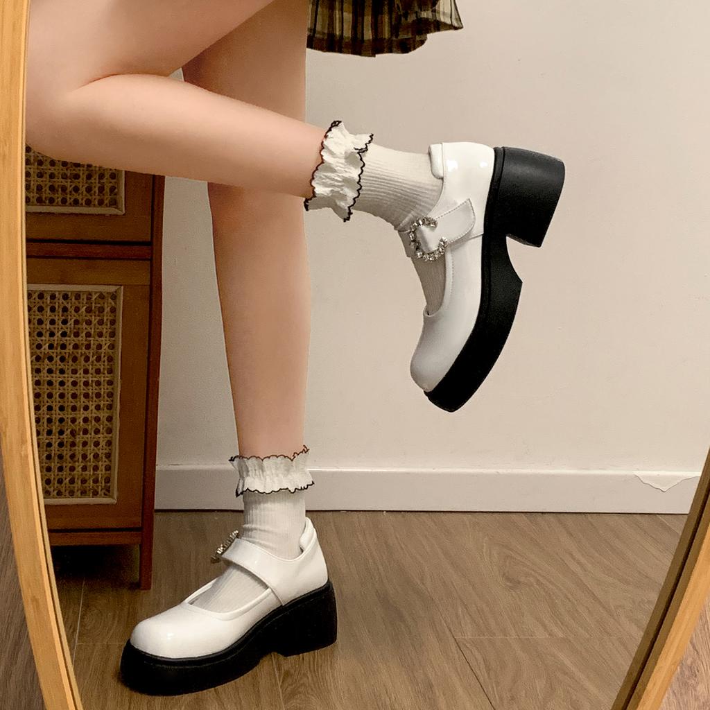 Fashion Shoes Woman 2025 Clogs Platform Shallow Mouth Black Flats Female Footwear Round Toe New Creepers Dress Summer Mary Janes High