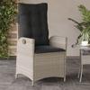 VidaXL Reclining Garden Chair Cushions Light Grey Wicker 365262