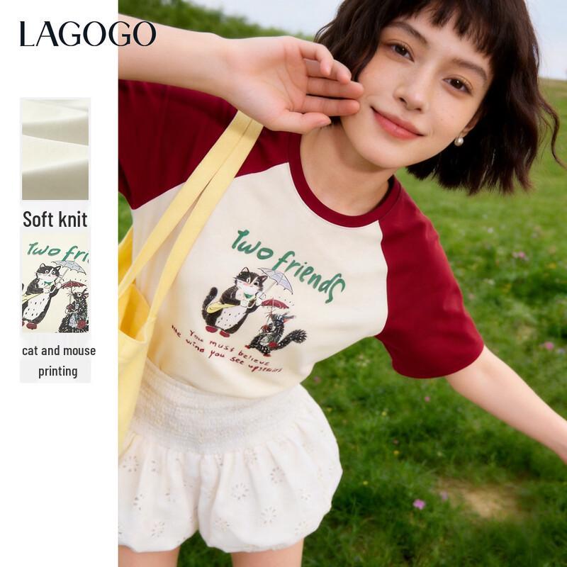 LAGOGO Cat Sketch Print T-Shirt M