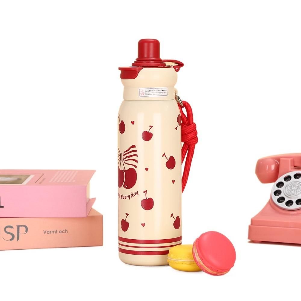 Cute 620ML Vacuum Cup Insulation Or Cooling with Straw Insulated Cup High-Capacity Thermal Water Bottle for Student Children
