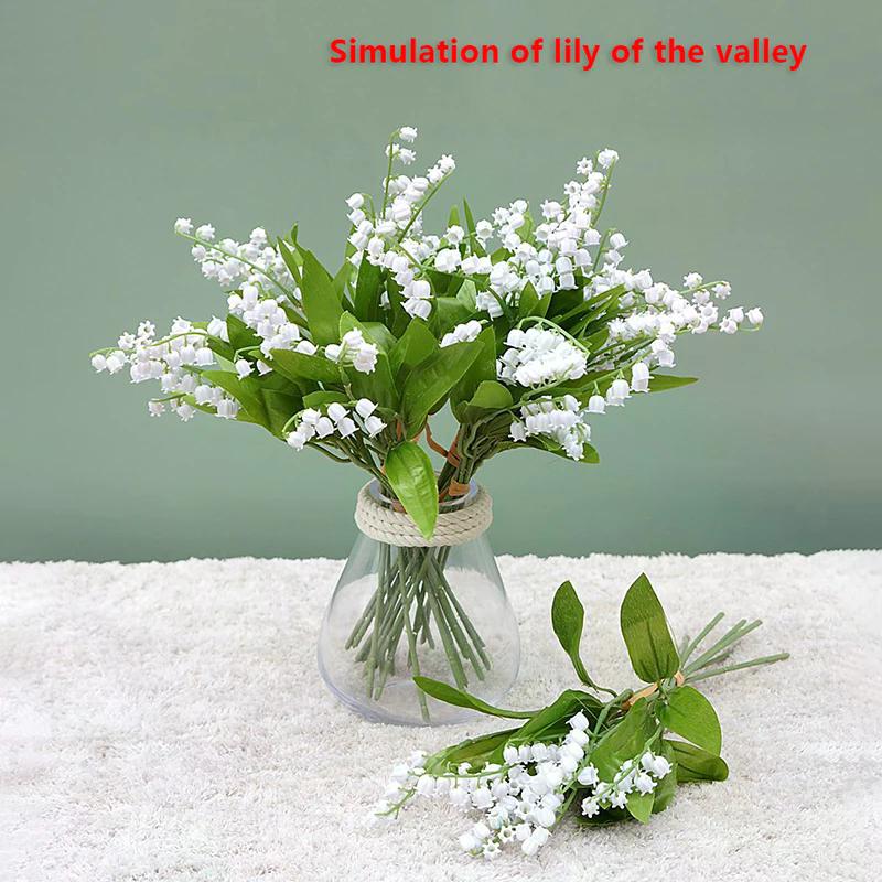 6PCS/Set Artificial Flower Bellflower Lily Valley Flower Plastic Flower Home Soft Decoration Plant Wall Wedding Green Plant