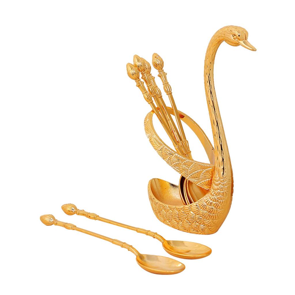 Dessert Flatware Set Swan Spoon Organizer Dinnerware Base Holder for Restaurant Decor
