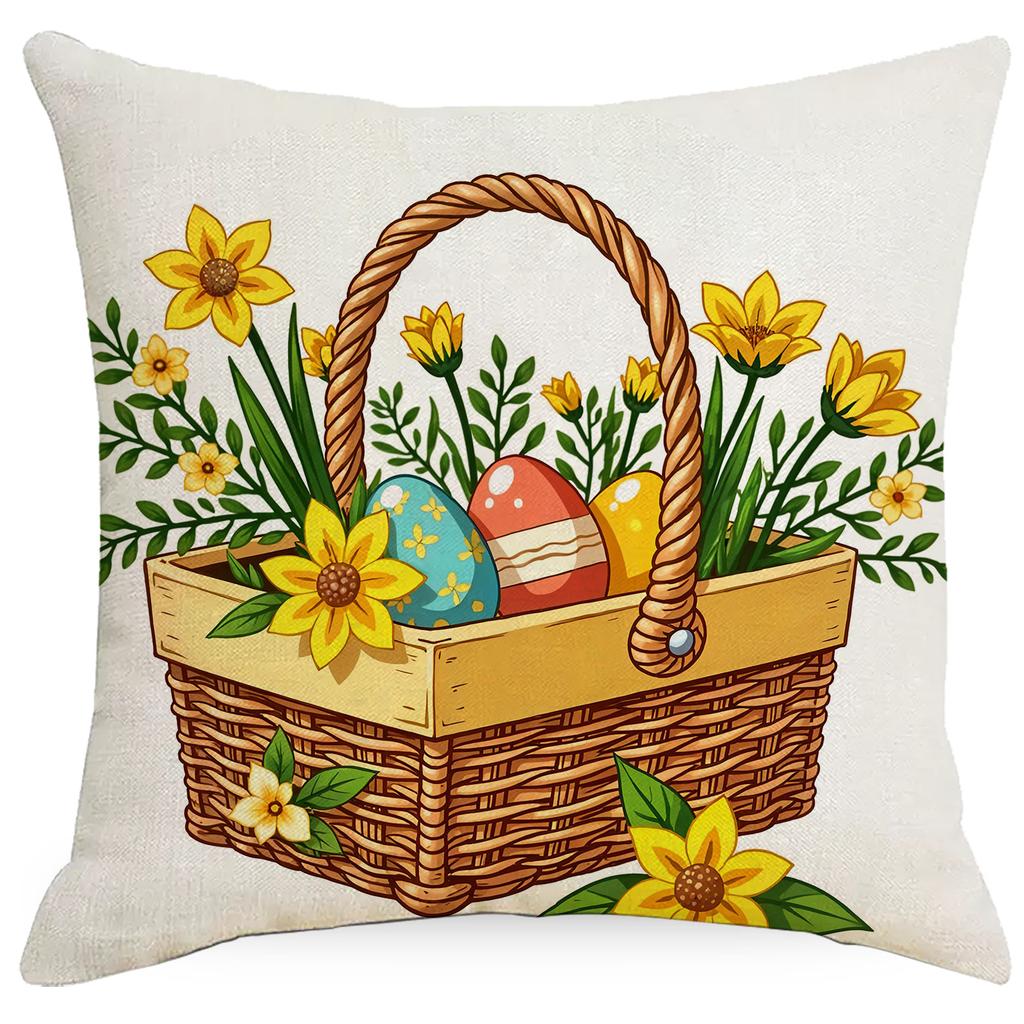 New Spring Plant-print Pillowcase Linen Dirt-resistant Versatile Soft Sofa Pillowcase Cushion