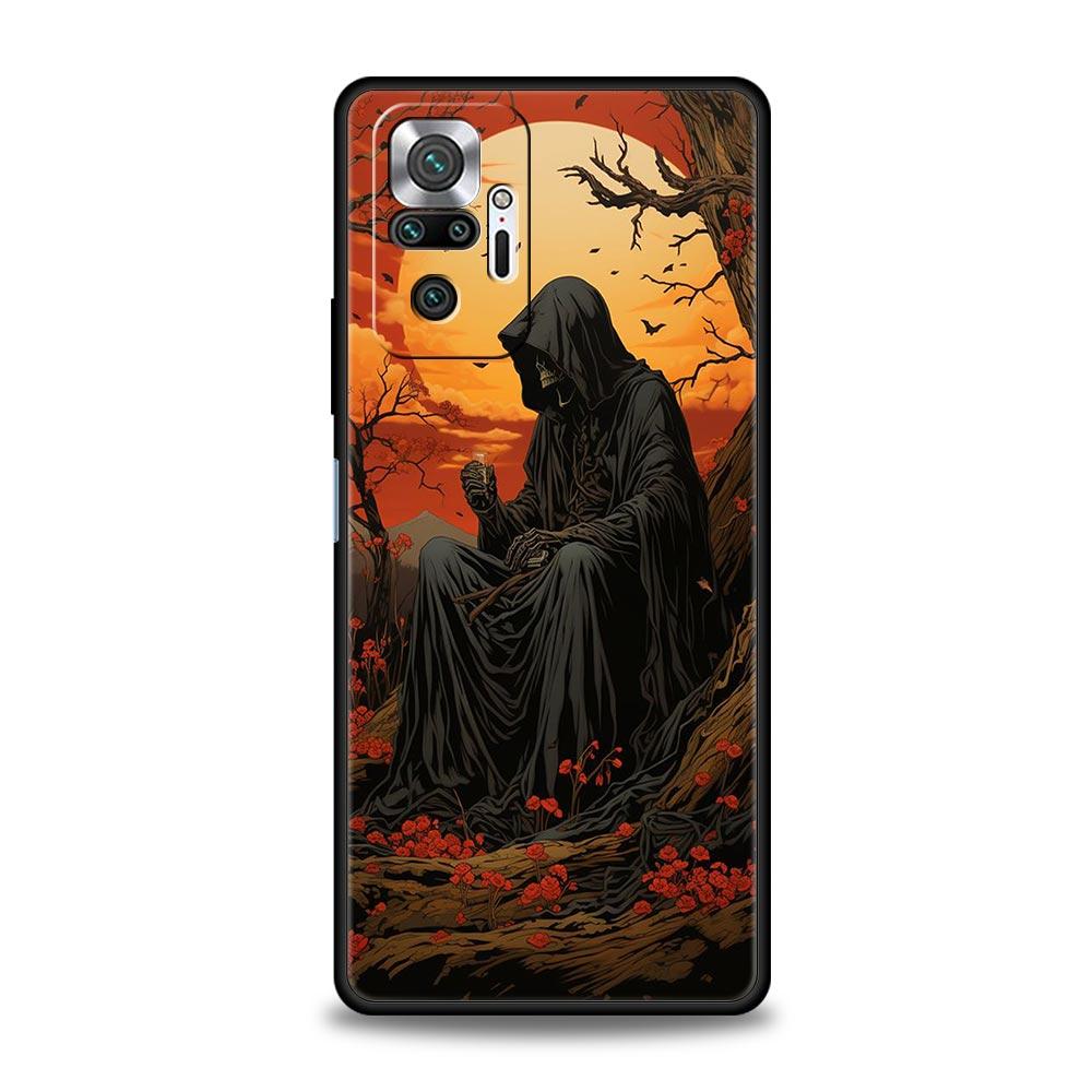 Grim Reaper Skull Skeleton Phone Case For Xiaomi Redmi Note 14 13 5G 10 11 12 Pro Plus 4G 14C 13C 12C 10C Black Cover