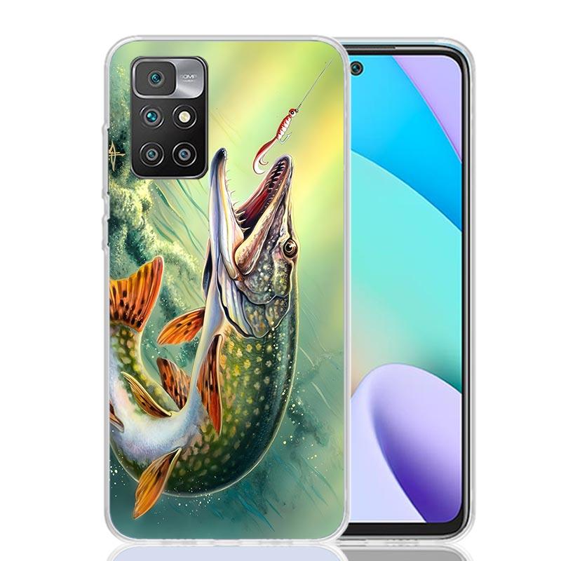 Carp Fish Fishing Rod Hook Phone Case For Xiaomi 14C 13C 12C 13 12 10 10A 10C 9 9A 9C 9T 8 8A 7 7A 6 6A K70 Pro K60 K40 K20 14C