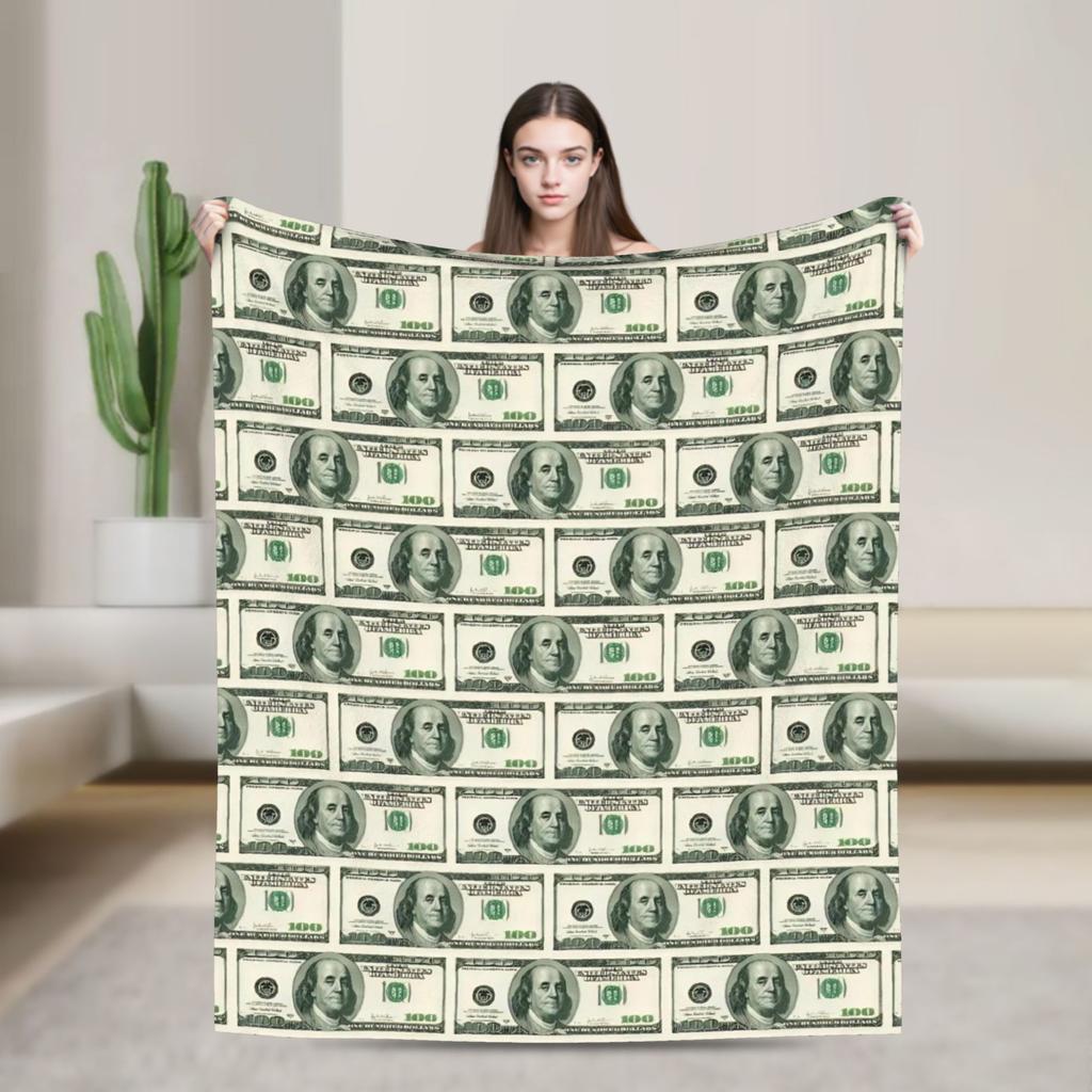 Play money Blanket Quality Super Soft  Throw Blanket Winter Airplane Travel Couch Chair Sofa Bed Novelty Bedspread