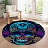 Skull Round Floor Mat Suitable for Outdoor Hallway Entryway Kitchen Antislip Round Carpet Anime Office Decor