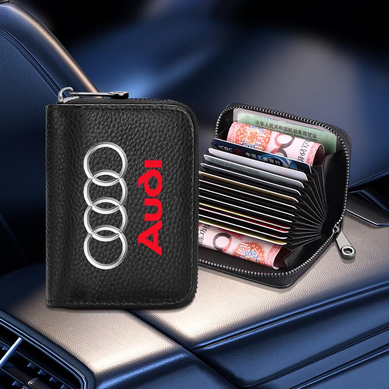 Leather Car Driver's License ID Card Bank Card Wallet Car Styling For Audi TT Q3 Q5 Q7 Q8 B5 B6 B7 B8 B9 Q7 8P 8V 8L A3 A4 A5 A6 A7 A8 8L R8