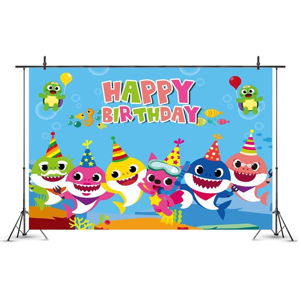 Blue Shark-Themed Tableware: Disposable Paper Plates, Paper Cups, Tablecloths, and Birthday Party Decorations