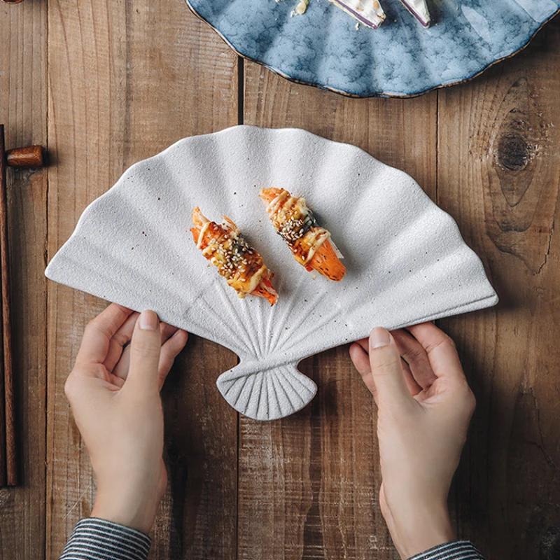 Japanese Sushi Plate Fan Shaped Plate Creative Irregular Personality Snack Plate Dim Sum Table Setting Tableware