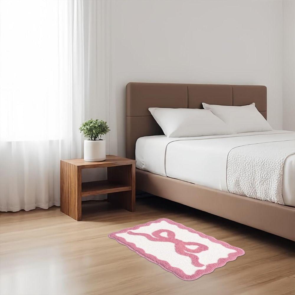 Pink Blue Bow Bathroom Rugs Coquette Aesthetic Cute Bath Mat  for Bedroom Kitchen Bathroom Floor