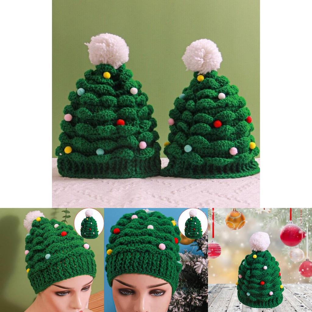 Entzückende grüne Weihnachtsbaum-Mütze für Kinder Bequemes handgemachtes Geschenk für die Feiertage