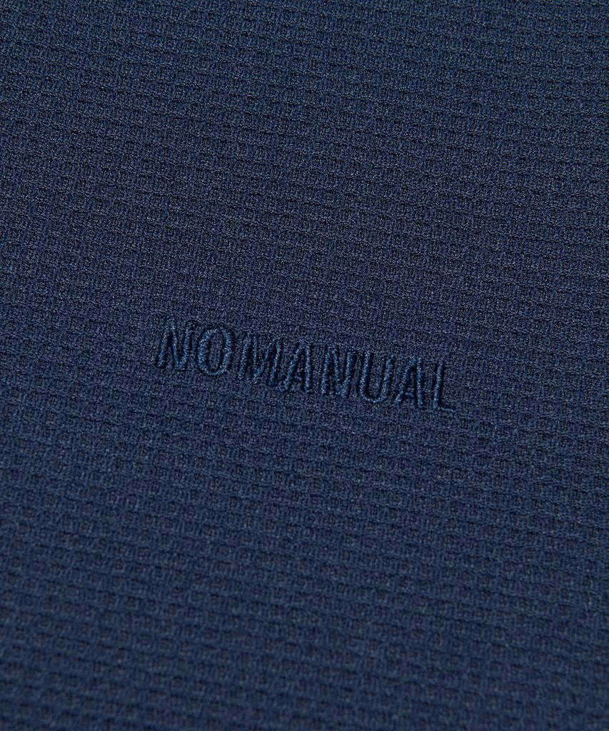 NOMANUAL Nm Henley Neck Waffle Long Sleeve Tee - Dark Navy