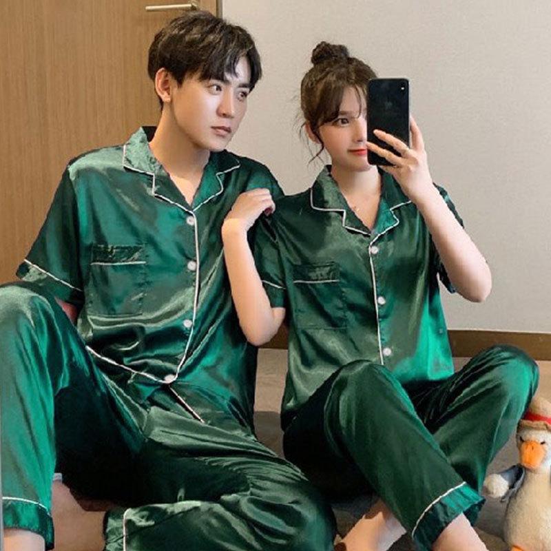 Fabrik Paar Pyjama Damen Sommer Dünne Eis Seide Sommer Kurzarm Shorts Hauskleidung Herren Anzug Atmungsaktive Eis Seide