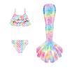 3Pcs Girls Mermaid Tail Swimsuit Children Memaid Swimwear Bikini Bathing Suit Halloween Costume Princess Beach Party Clothing