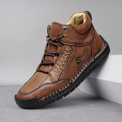 Stivali da uomo in pelle fatti a mano, scarpe da ginnastica da esterno, scarpe casual traspiranti in pelle, stivaletti da uomo, taglie forti