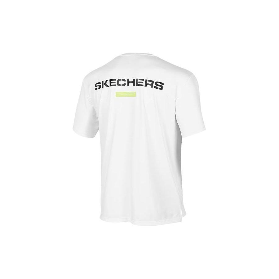 Skechers Cooling Technology Comfortable Letter Crew Neck Pullover Short Sleeve T-Shirt Men Tops Bright-White P224M012-0019