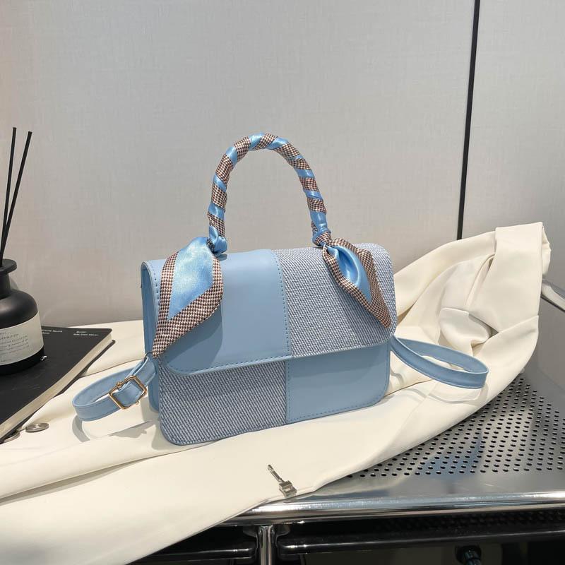 

2025 new fashion high-end messenger bag contrasting color retro texture bag women s personality commuting leisure small square bag синий