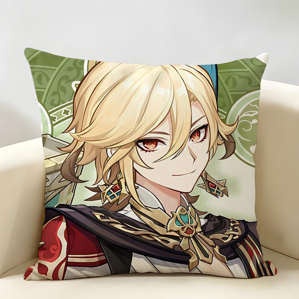 Kaveh Genshin Impact Cushion Cover Natural Linen Organic Fabric DoubleSided Printing Room Sofa Decor Pillow Case
