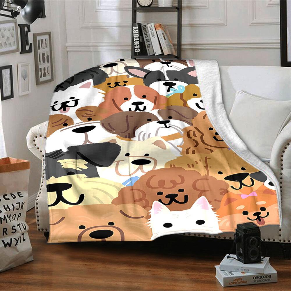 1pc Dogs Puppies Blanket, Lightweight Flannel Throw Blanket for Sofa, Bed, Travel, Camping, Living Room, Office, Couch052
