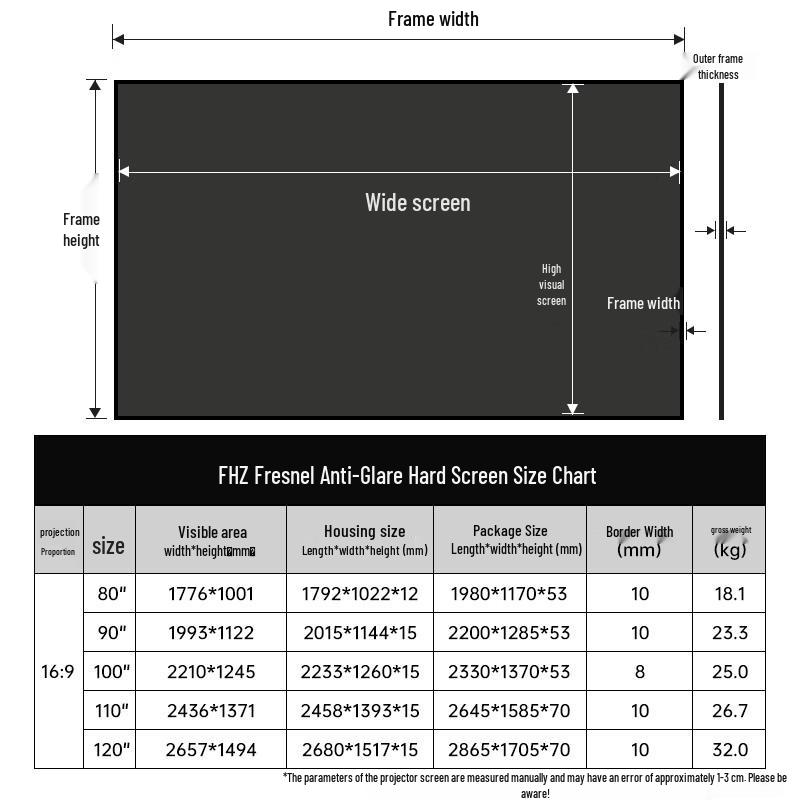 IN&VI FHZ Fresnel Anti-Light Fixed Frame Projector Screen