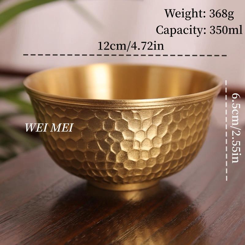 Handcrafted Vintage Brass Salad Bowl,Thickened Hammer Texture Outdoor Picnic Soup Bowl,Camping For Home Copper Tableware 12 cm