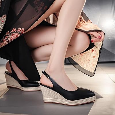 2025 Spring Summer High Heels Women Heeled Shoes Pointed Toe Brand Ladies Party Shoes Women Pumps Wedges 8cm Plus Size 42