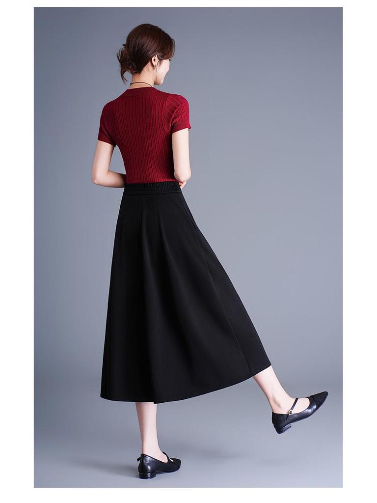 Elegant High-Waisted Bud-Shaped Culottes for Women, Spring/Summer 2026, Trendy Seven-Point Wide-Leg Pants