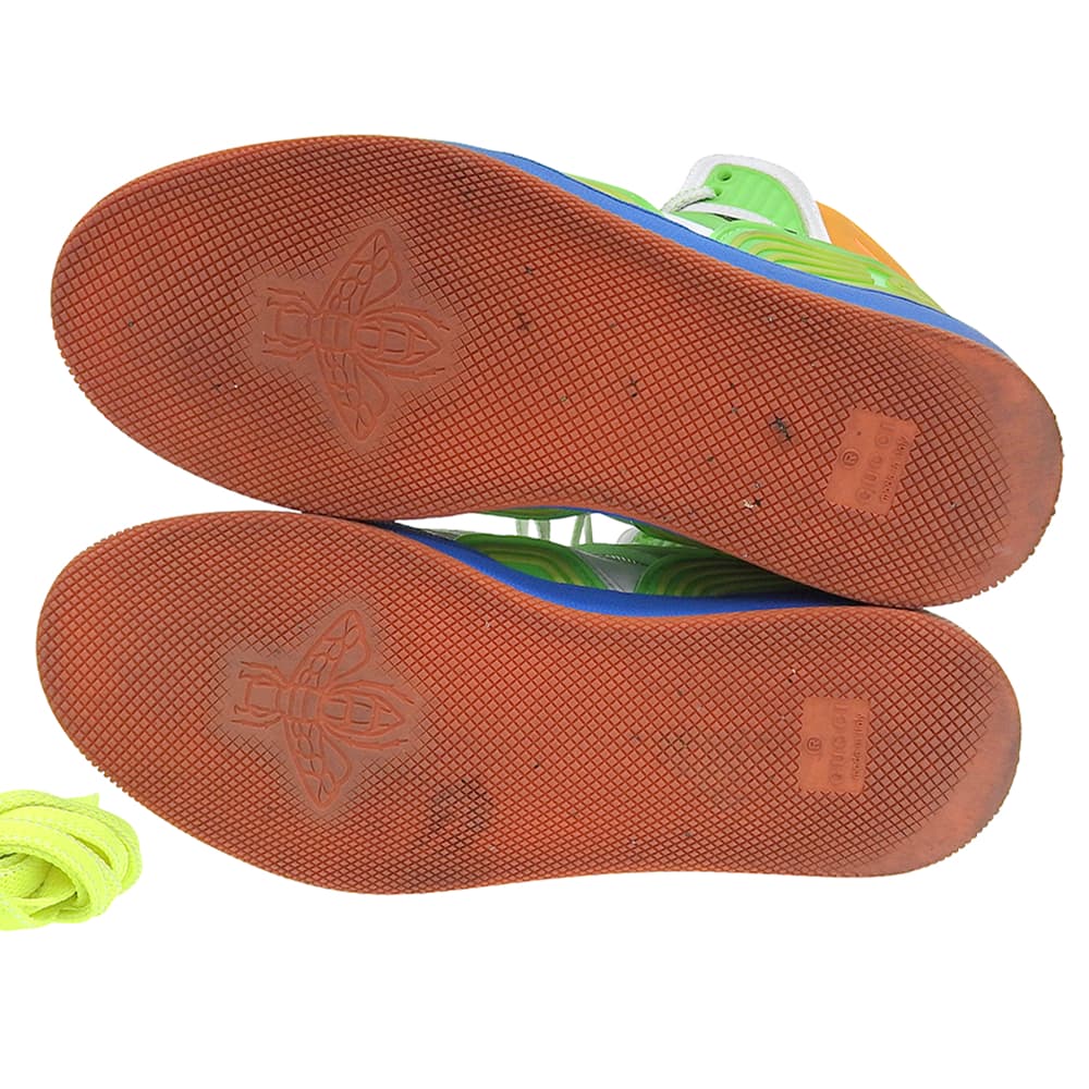 Gucci BASKET Women's High-Top Sneakers, White and Multicolor, 9.1" (661310) Shoes 36 White / multicolorUsed