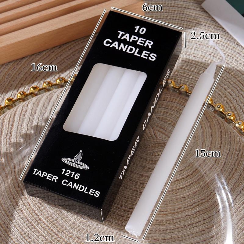 

10 упаковок разноцветных свечей с длинным стержнем, восковых, аварийного освещения, общих, для украшения свадебного банкета, вечеринки 1216 White (1.2 * 15cm)